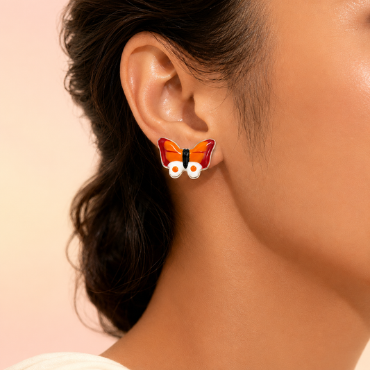 Silver Butterfly Studs