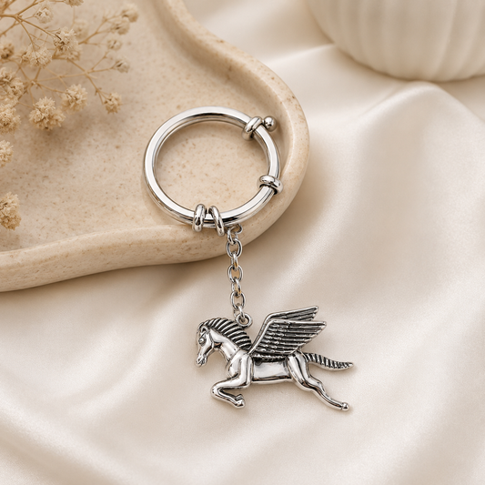 Silver Pegasus Keychain