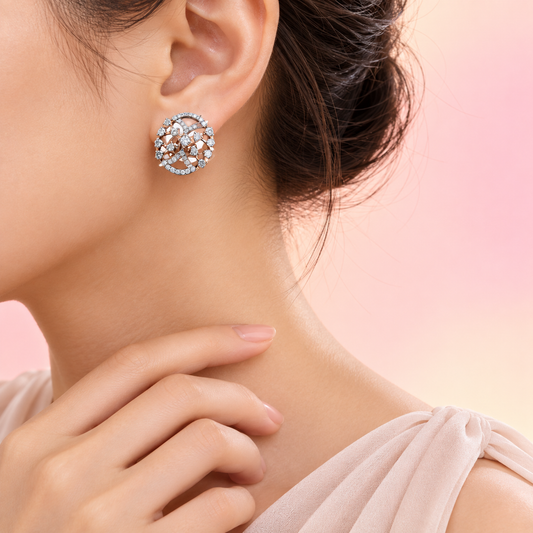 18K Rose Gold Oval Moissanite Earrings