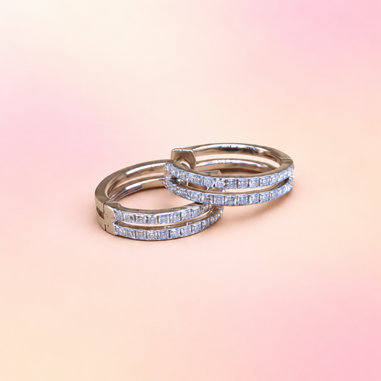 18K Rose Gold Moissanite Hoop Earrings