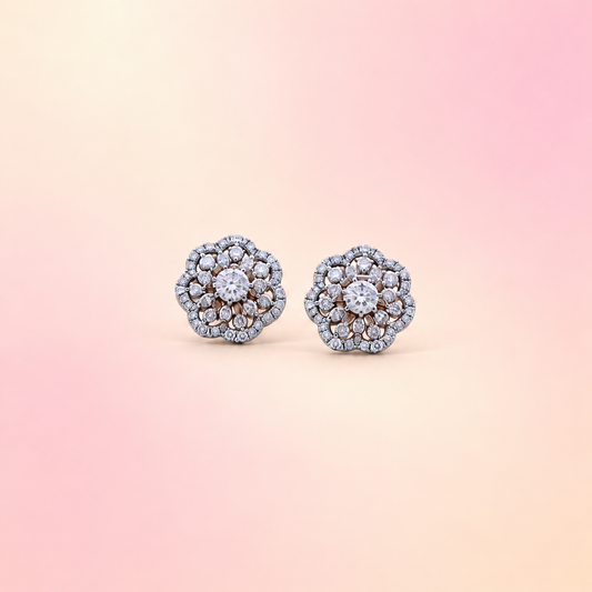 18K Rose Gold Round Moissanite Earrings