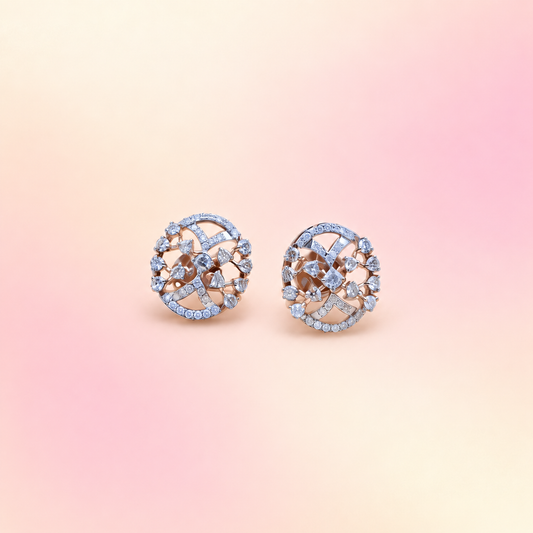 18K Rose Gold Oval Moissanite Earrings