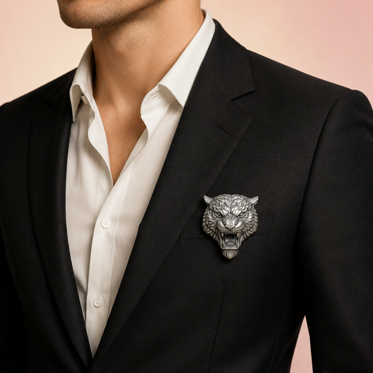 Tiger Silver Brooch