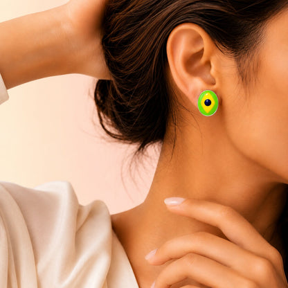 Green Evil Eye Studds