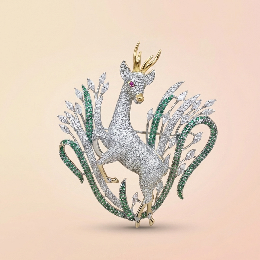 Deer Silver Brooch