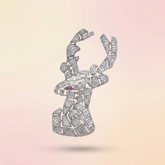 Stag Silver Brooch