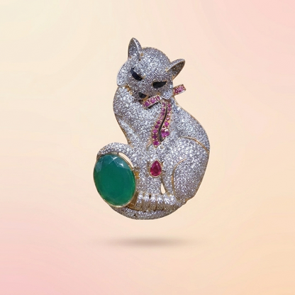 Cat Silver Brooch