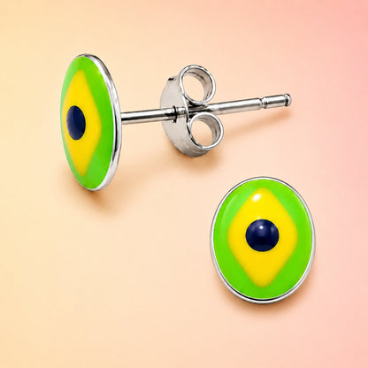 Green Evil Eye Studds